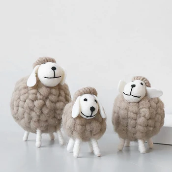 Igračke Crtani Mali Poklon Za Rođendan Minijature Vune Osjećao Ovce Mini Sto Ornament Pokućstva Desktop Dekor Figurice