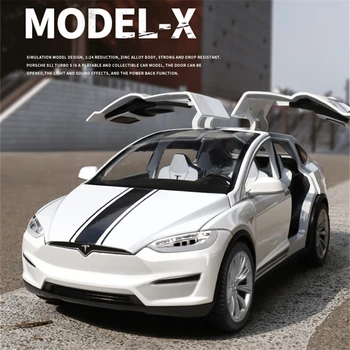 1:24 Tesla Model X SUV Legure Auto Model Diecast Metal Vozila Kola Model Simulacija Zvuk i Svjetlo Kolekciju Deciji Igračka Dar