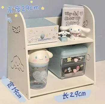 Sanrio Desktop Skladište Rack Kawaii Cinnamoroll Hello Kitty Multifunkcionalni Police Duplo-Sloj Svakome Organizator Skladište Police