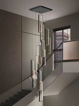Moderni je DOVELO Stepenice dugo luster Geometriju vilu dupleks Privjesak Lampe Sjaj Nordijskim luksuz potkrovlju dnevnoj sobi Visi svjetiljku