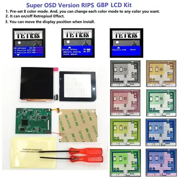 Super OSD Verzija PROLETI LCD Retro Piksela Svjetlost Backlight LCD Pribor Za Gejmboj Džep Za britanskih funti LCD Konzolu IPS LCD