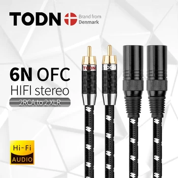 Todn 1 par visoke hi-fi audio kablovsku 2RCA da 2XLR muškarac zlatne uključi ofc stereo kabl
