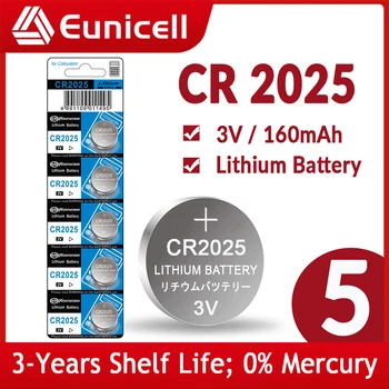 5PCS 160mAh CR2025 Novčić Ćelije Baterije 2025 DL2025 BR2025 LM2025 3V Litijum Dugme Baterija Za Sat Daljinski Kalkulator