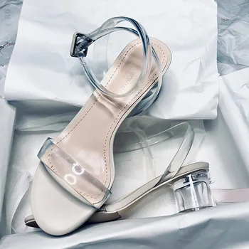 2021 Ljeto Mode Žena je Sandale transparentni kasetu PVC Ženske Cipele Rim Sandale štiklom otvorenim prstima ženske cipele Q00052