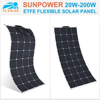 24% Srednjoj efikasnosti Sunpower ETFE 20W-200W Fleksibilan Solarne Ploče 12 v baterija solarne ploče