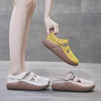 Žene bi okliznula na Cipeli Gladiator Sandale platformke Kože Kuka Petlja Udobnost Plaži Sandales Cipele za Žene Tacones De Ženo