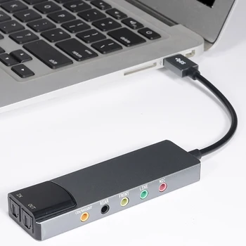 Aluminijske Legure u USB Zvuk Karticu 6 Kanala Profesionalni 5.1 Optički Vanjski Zvuk Karticu Pretvarač CM6206 Chipset za Laptop PC