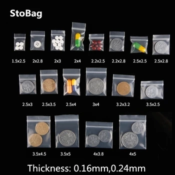 StoBag 100pcs Jasno Mini Rajfešlus Plastične Kese 0.16 mm 0.24 mm Žicu Skladište Torbe Mali Nakit Pakovanje Transparentni Alat Zalihe