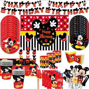 Disney Mickey Mouse Rođendan Zalihe Posuđe Papirne Čaše Tanjir Zastavu Stolnjak Zabavu Djeca Bebu Ukras