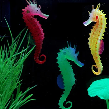1pc Silikonske Umjetna Noć Svetao Hipokampus Akvarijum Akvarijum Ornament pod Vodom Morskog Konja Ukras Ljubimca Zalihe