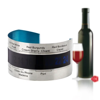 Crveno Vino Temperatura Senzor Nerđajućeg Čelika Narukvicu Termometar Bocu Vina Termometar LCD Prikaži Služiti Zabavu Žeton