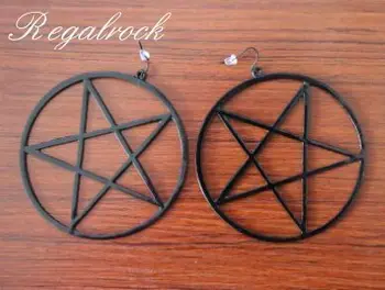 Gotski Crni Pentagram Naušnicu Vika Vradžbine Amulet Ouija Veliki 3.4 Cm Propalice Okultne Noć Veštica Goth Nakit