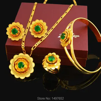 Adixyn Novi Etiopski divno Cveće set Nakit 24k Zlatne Boje Kristal Afričkih Eritreji Žene Venčanje Nakit Postavio
