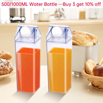 500/1000ml Transparentni Mlijeko Bocu Vode Drinkware Shaker Sportski Kvadratnih Mleko, Vodu, Sok od Kafe Bocu Obilazak Otvorenom Piti Šalicu