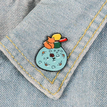 Princ Fox Rose Emajl pin Običaj Broš Torbu Odjeću Reveru Pin B-612 Planeta Značku Životinja Nakit Poklon za Djecu Prijatelji