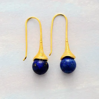 Zlatne Lapis Lazuli Kamen Baci Minđuše za Žene Visokog Kvaliteta, Elegantan Nakit Poklone Pribor