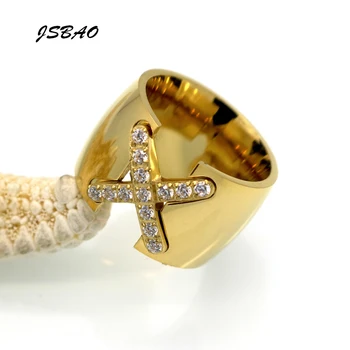 JSBAO Novi Dolazak Mode Nakit Žene Nerđajućeg Čelika Popločati Postavljanje Krst X Ličnost Verenički Prsten Za Žene Vjenčani Prsten