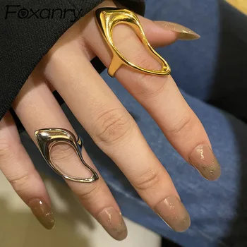 FOXANRY Srebrne Boje Prstenje za Žene Novi Trendu Elegantan Berba Kreativni Sjajne Hollow Nepravilno Geometrijske Zabavu Nakit