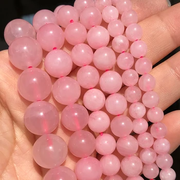 Prirodno Kamen Glatko Roze Quartzs Kristal Slobodi Letac Perle za Nakit Pravi DIY Narukvicu Pribor 15