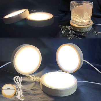 1PC 60mm Drvo Svjetlo Bazu i Puni Daljinski Drvene Svetlo Rotirajući Prikaži Stajati Lampu Drži Lampu Bazu Umjetnost Ornament