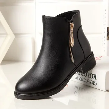 Visokog Kvaliteta, Crni zglob čizme za žene kožne čizme zip deco žena zime 2022 vodootporne kiša cizme dame krzno cipele