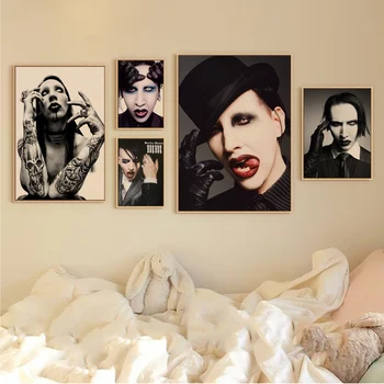 Rok Pevacica Marilyn Manson Retro Kraft Papir Poster Kraft Papir Berba Poster Zid Umjetnost Sliku Studija Zid Dekor