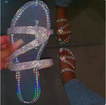 Proljeće/ljeto 2023 novim sandalama žene bistar dijamant opušteno otvorenom putovanja flip flop plaži cipele non-iskliznes trajnih papuče gđice