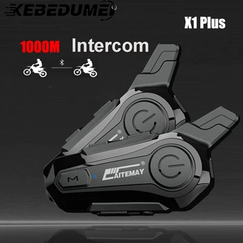 X1 Plus Bluetooth Interkom Motor Kacigu Bluetooth Slušalice Za 2 Jahač 1000m Intercomunicador Moto Interfon Slušalice