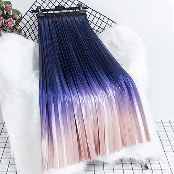 Silazna Putanja Elegantan Mode Suknje Žena 2023 Novi Proljeće Elastično Srednjoj Struka Naborane Midi Suknje Na Liniji Kišobran Suknju Jupe Femme