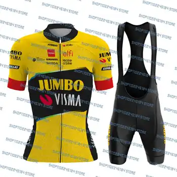 2023 Jumbo Visma Žena Biciklizma Jersey Set Bicikl Košulje Odelo žensku Odjeću Put Bicikl Bib Hlačicama za disanje Maillot Bermude