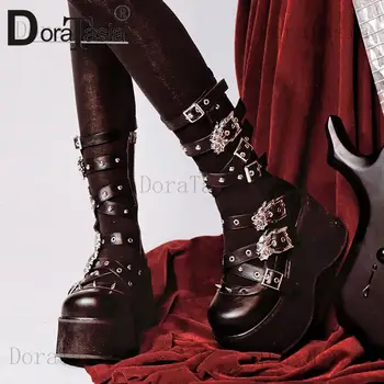 Potpuno Novi Dame Goth Platforma Meri Džejn Pumpe Mode Vežite Propalice Klinova Štikle ženske Cipele Ulici Lolita Žena Cipele