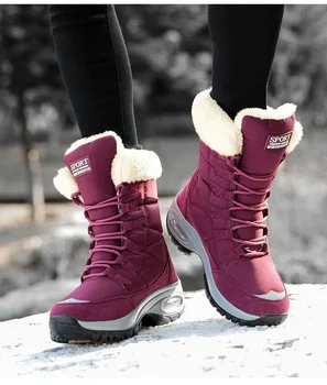 Novi Zime Žene Čizme Visokog Kvaliteta se ugrijemo Sredine Tele Cizme Žene Čipke se Udobno Dame Čizme Chaussures Femme