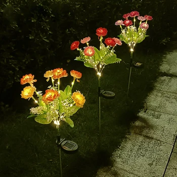 7 Glava Solarne Orhideju Rose Svjetlo na otvorenom Vodootporne Vrt Pejzaž Lampu Otvorenom Travnjak Kući Ukrasni Cvijet Noć Svjetla
