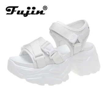 Fujin 8cm Platforma Sandale Klin Propalice Kul Dizajn Žene Sandale Mode Leta za disanje Žene Slajdove Žene Platforma Sandale