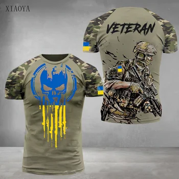2023 ukrajinski Ljudi je majicu Zastavu 3D Štampanje Kamuflaža Kratkog rukave Puloveru Majicu Vojne Stil Mode Rundu Vrat Muškarci Nose