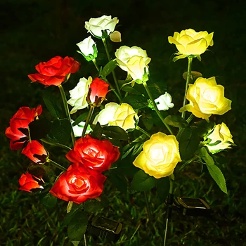 Sunčev Svetlo Simulacija Ruže Travnjak Lampe Vodootporne Cvijeće za Vrt i Povrća Zemlji Kuću, Božićni Ukras