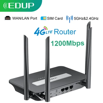 EDUP 4G LTE Ruter 1200Mbps Bežični WiFi Ruter Modem 3G/4G SIM Karticu Ruter 5ghz&za 2,4 ghz WiFi Poluautomatska, sa IMEI TTL mijenja