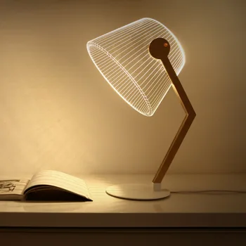 Moderni je Dovelo Lampe 3D Vizuelni Savij Studija Čitati Sto Drvene Držač Imitaciju Odbor Kreativni Kreveta Ukras Noć Svjetlost