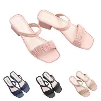 2021 Ljeto Sandale Žene dvostruke namjene u Visokim Petama korejski Mode Kvadratnih Otvori Prsa Dame Sandale Žena je Sandale i Papuče