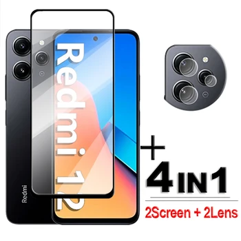4in1 Za Xiaomi Redmi 12 Čašu Za Redmi 8 9A 10 CENTI 12C 9 10 i 12 Debelo Staklo 2.5 D Pun Pokriti Ekran Zaštitnik Za Redmi 12 Film