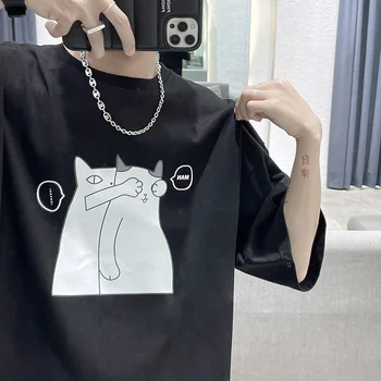 Privathinker Mačka Crtani Grafički Ljudi je majice na Sladak Odštampao Kratki Rukav Ljeto Majice Slobodi Harajuku Muškarac Oversize Pamuka Tisa