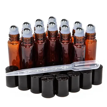 12pcs 10ml Amber Prazna Refillable Čašu Parfem Roll Na Bocu Sa Nerđajućeg Čelika Roller Loptu za Esencijalnih Ulja Aromaterapija