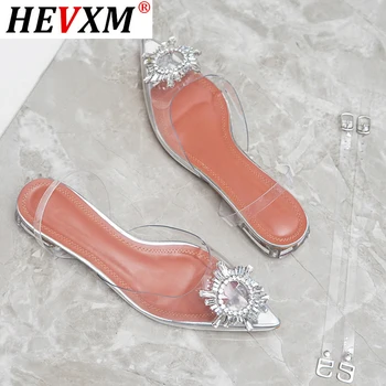 HEVXM Veličine 41 42 Mode Jasno PVC Transparentni Niskim Petama Sandale Ženske Cipele Kvarc Suncokreta Sandale Ljeto Cipele