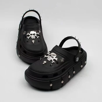 Ljeto Žene Sandale sa Platformom Papuče Propalice Kul Vrt Cipele Petama Metal Lobanju Šarm Klin Mekan EVA Opušteno Cipele Za Ženski