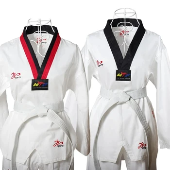 Bijeli Taekwondo Uniformu Za Takmičenje Dnevnik Obuku WTF Logo Karate Judo Dobok Odjeću Decu i Odrasle Uniseks Borilačke Vještine Gi
