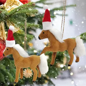 Sladak Konja Privezak Sa Divan Božić Šešir Visi Ukrase Konja Lutku Božićno Drvce Privjesak Kući Ukras Božićni Dar