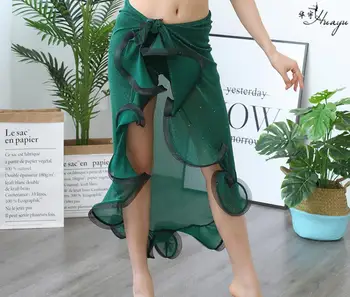Dens Kostim Za Žene Stomak Ples Suknju Umotati Hip Šal Sa Čipkama Strani Prerezati Tamni Zeleni Koreji Dizajn