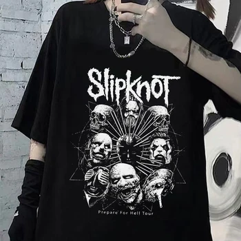 Streetwear Grafički Žene majicu T Majice Slipknots za Muškarce, Žene Heavy Metal Najviše Pripremi za Pakao Obilazak Y2k majicu Berba