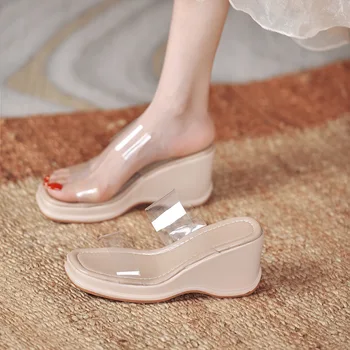 Žena je sandalshigh petama papuče žene papucama ljeto cipele žena pumpe sandalias transparentni slajdove ženo 2023