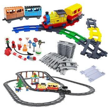Veliki Blok Pratiti Set Električni Inteligentan Lokomotivu Željezničke Duplo Voz Obrazovanje Djece Program Posložene Igračke